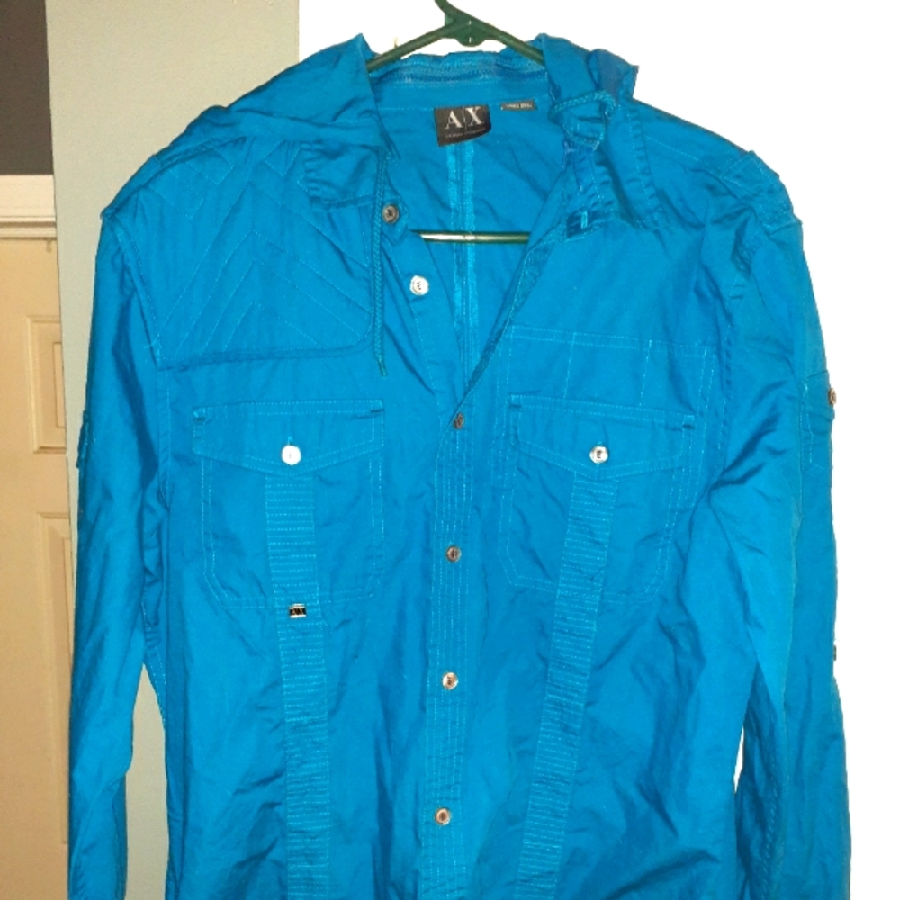 Armani Exchange Long Sleeve Button Down Turquoise Shirt!